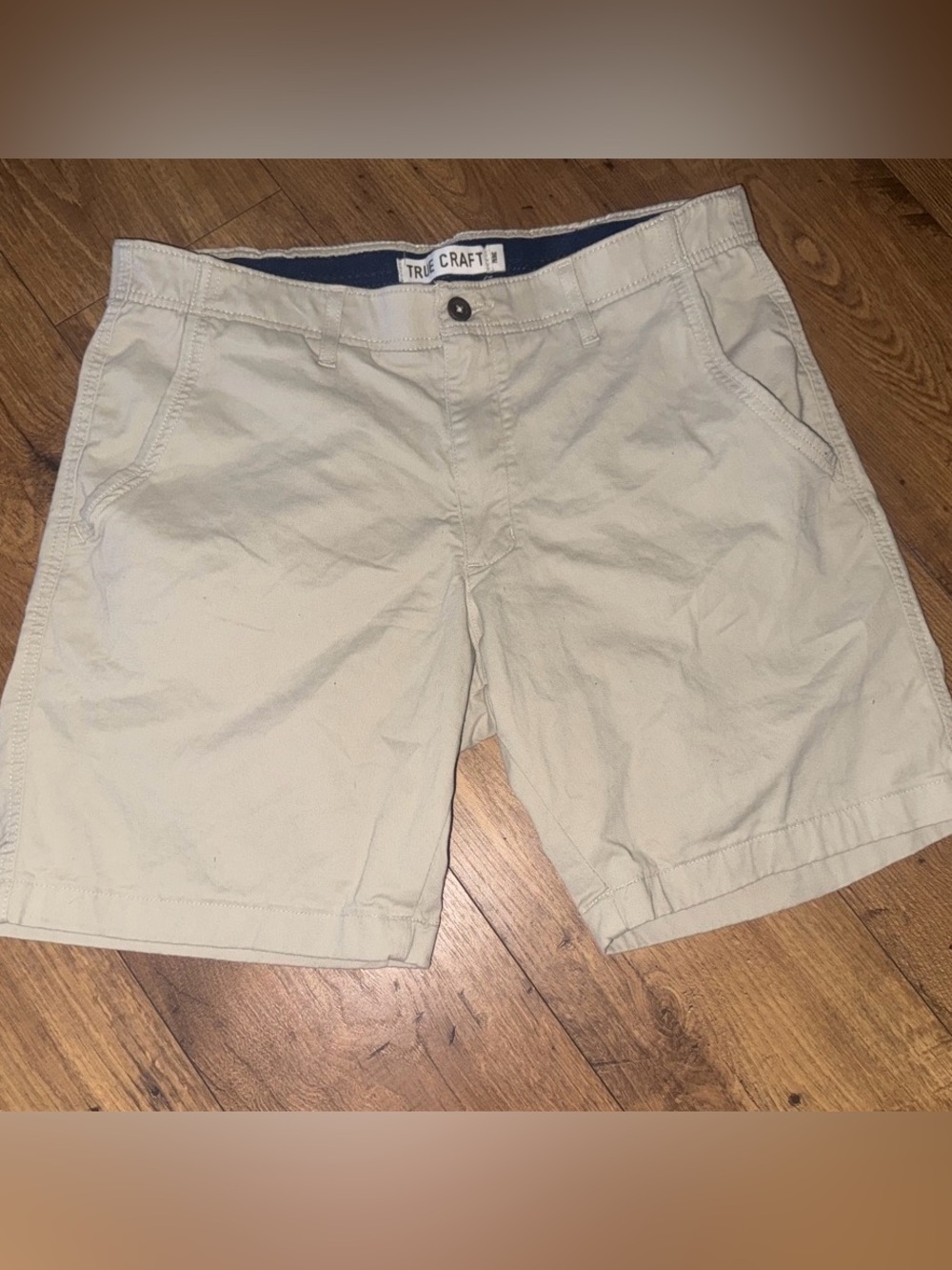 True Craft Men’s Tan Flat Front Chino Shorts